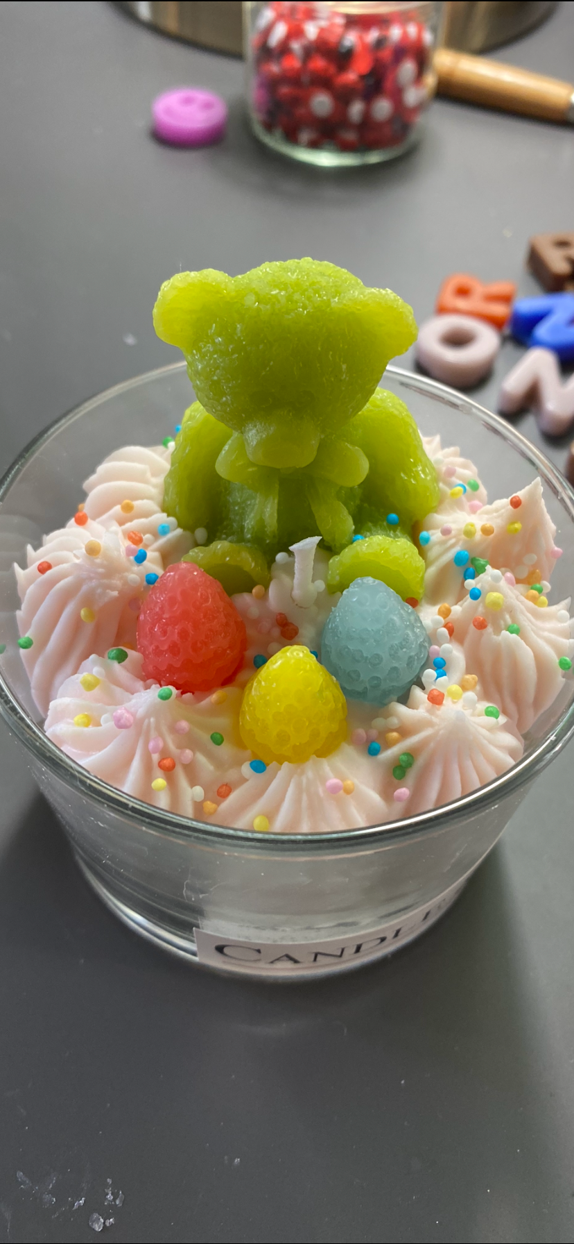 Κερί με πράσινη αρκούδα