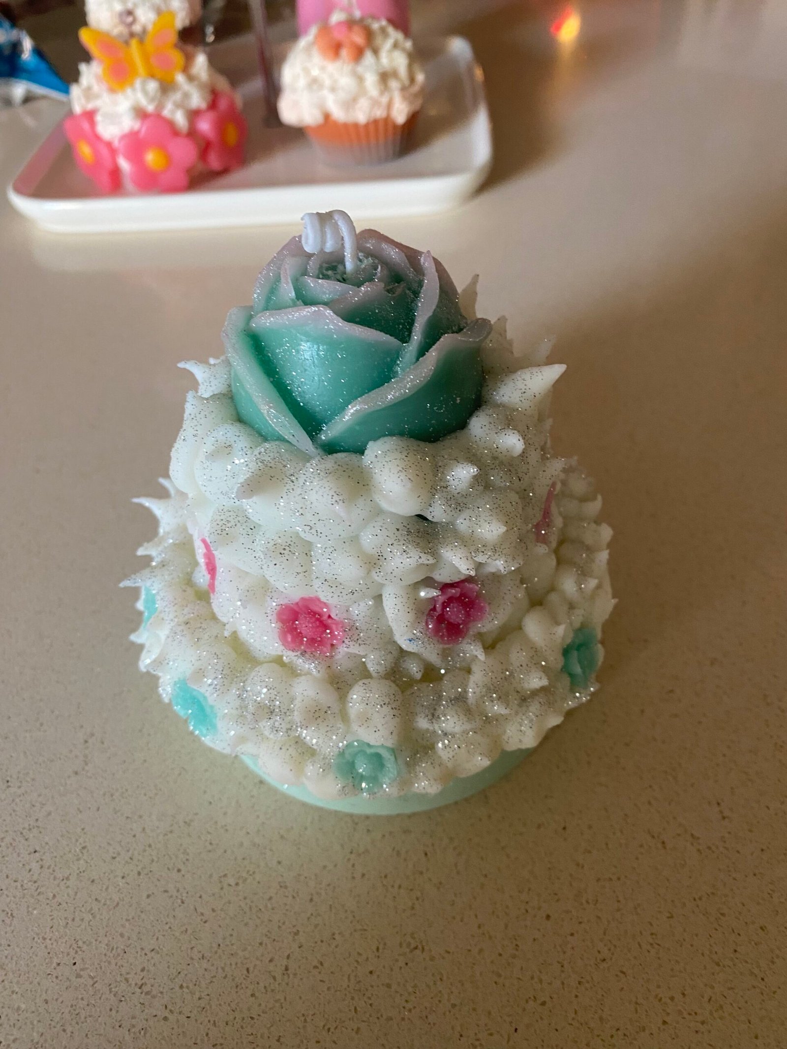 Κερί με γαλάζιο τριαντάφυλλο